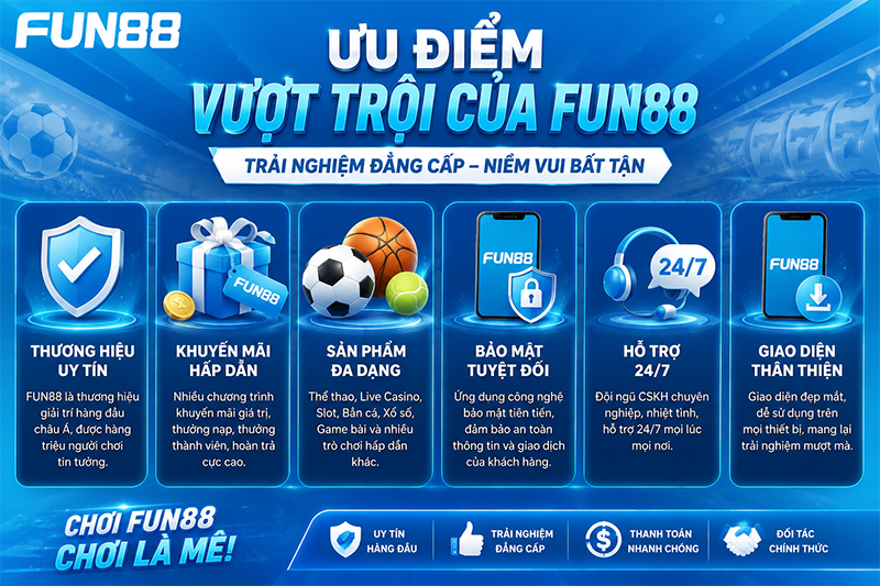 Ưu điểm vượt trội của Fun88